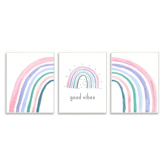 Stupell Industries Playful Good Vibes Rainbow Pastel Pink Purple Arches, 10 x 15, Design by Daphne Polselli