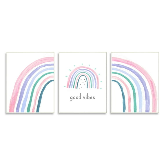 Stupell Industries Playful Good Vibes Rainbow Pastel Pink Purple Arches, 13 x 19, Design by Daphne Polselli