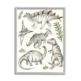 thumbnail image 1 of Stupell Industries Playful Grey Dinosaurs Minimal Green Leafy Plants Kids Painting Gray Framed Art Print Wall Art, 24 x 30, Design by Daphne Polselli, 1 of 7