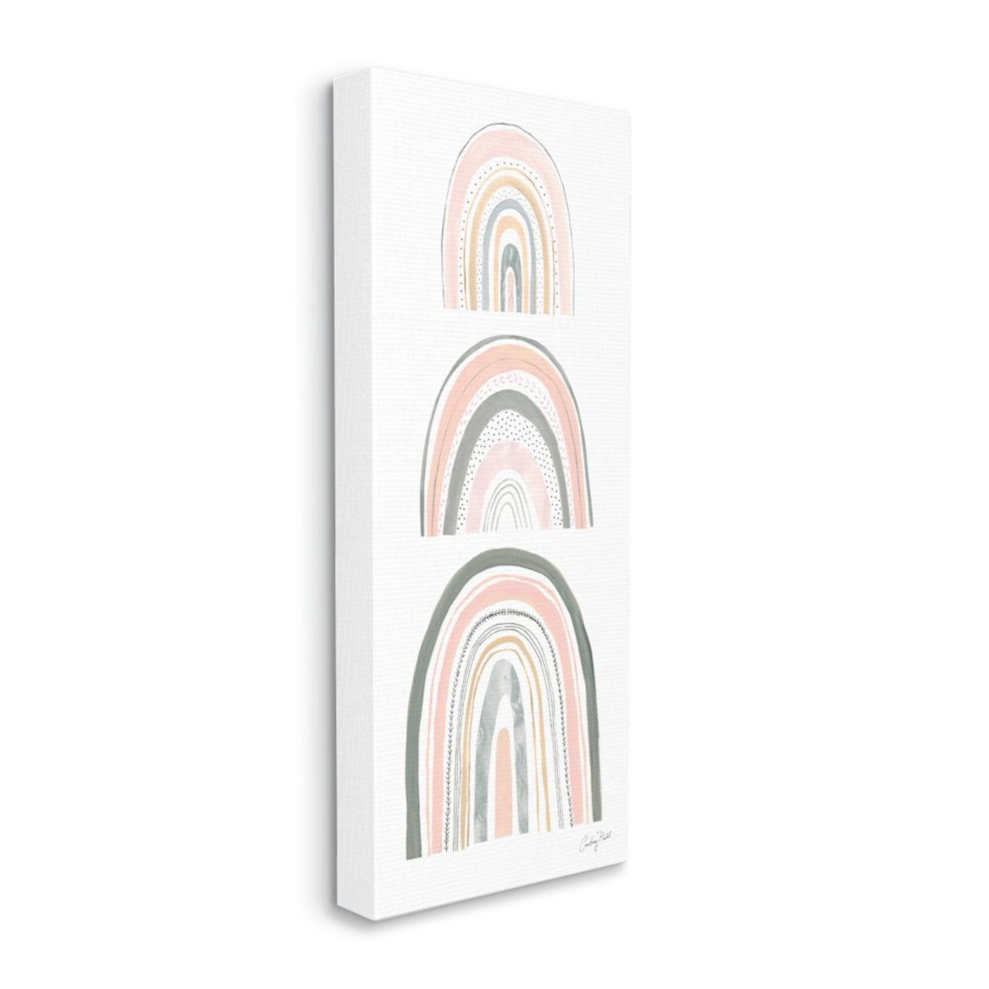 Stupell Industries Playful Grey and Pink Abstract Rainbow Arches Design by Courtney Prahl, 10" x 24"