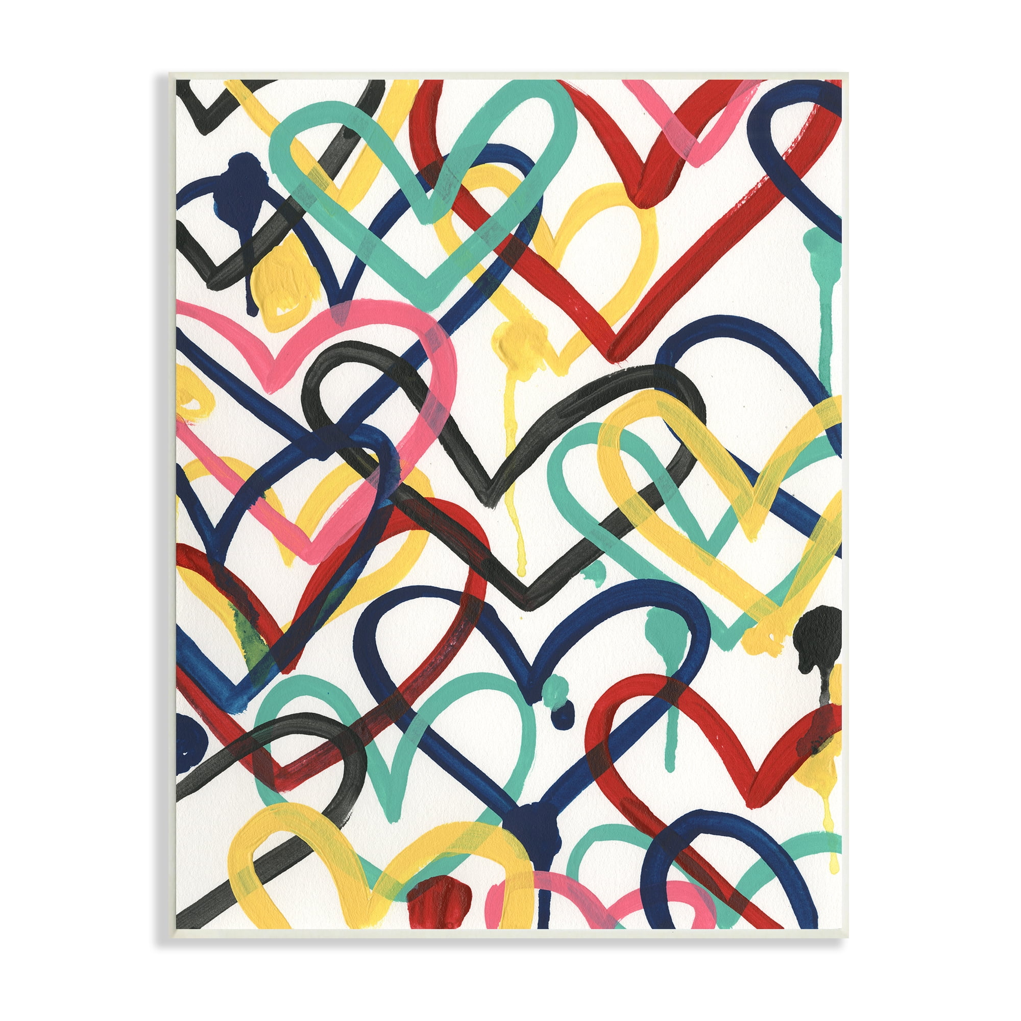 Stupell Industries Playful Heart Shapes Graffiti Collage over White Novelty Painting Unframed Art Print Wall Art, 13 x 19, Design by June Erica Vess