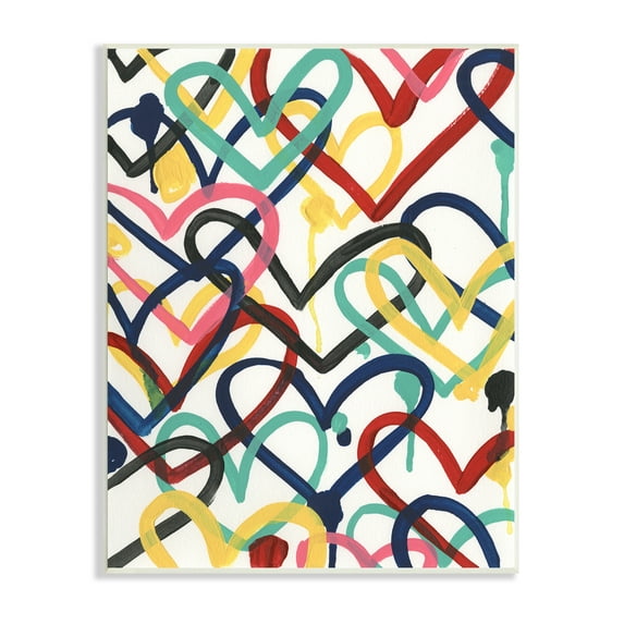 Stupell Industries Playful Heart Shapes Graffiti Collage over White Novelty Painting Unframed Art Print Wall Art, 13 x 19, Design by June Erica Vess