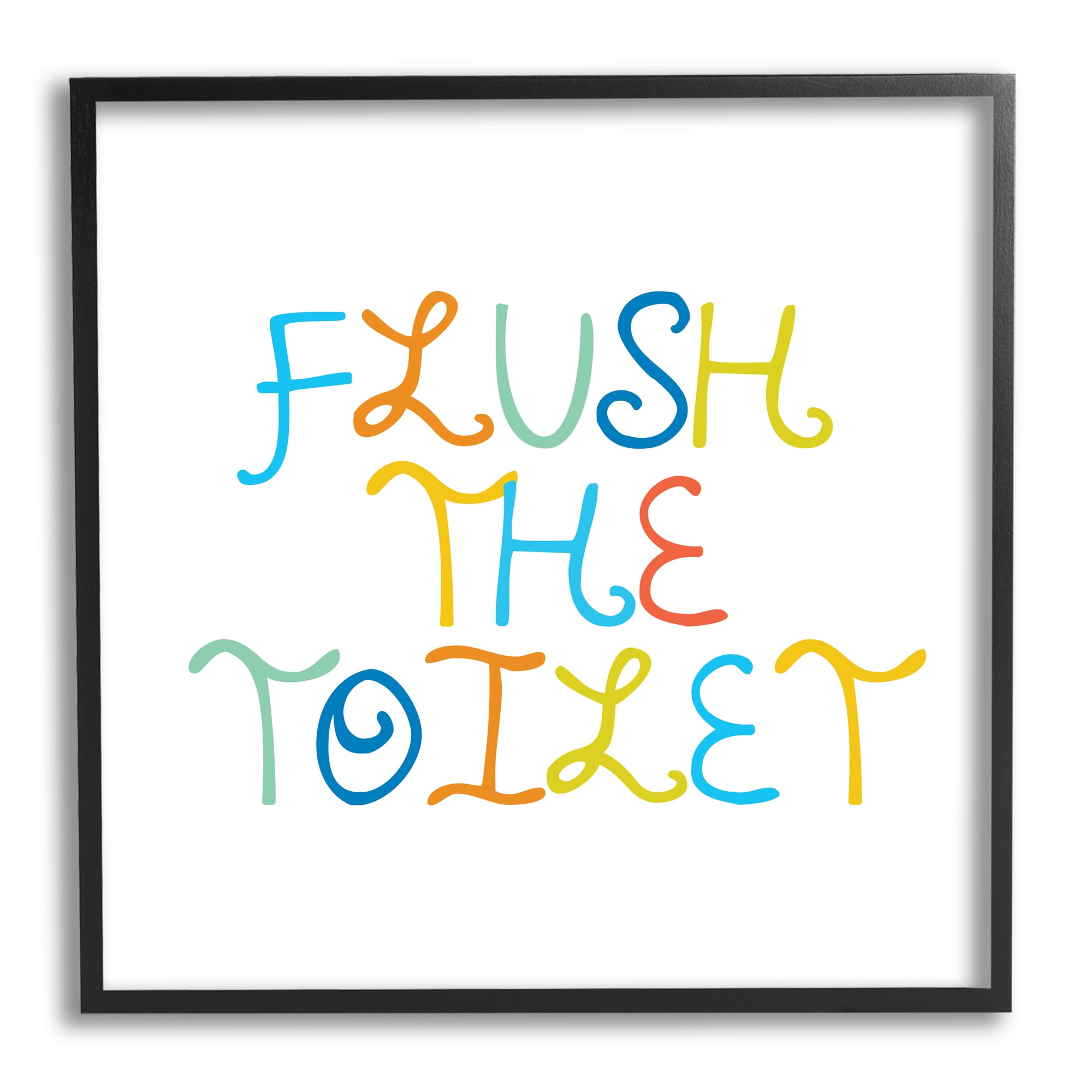 Stupell Industries Playful Kids Bathroom Sign Flush The Toilet Rules Typography Painting Black Framed Art Print Wall Art, 24 x 24