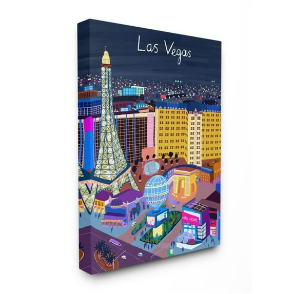 Stupell Industries Playful Las Vegas California Illustration City Landmarks Design by Carla Daly, 36" x 48"
