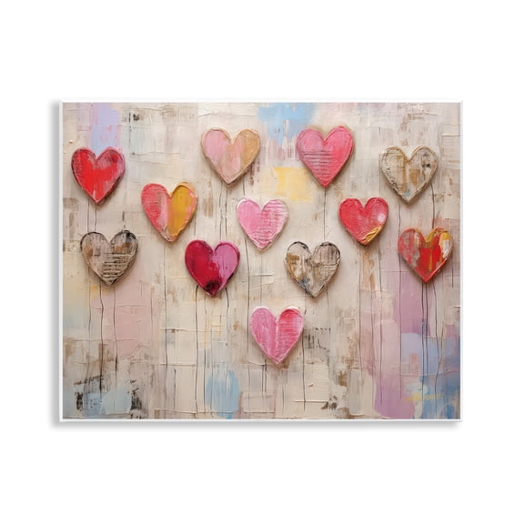 Stupell Industries Playful Love Hearts Collage Abstract Painting Unframed Art Print Wall Art, 14 x 11