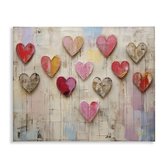 Stupell Industries Playful Love Hearts Collage Abstract Painting Wrapped Canvas Art Print Wall Art, 20 x 16