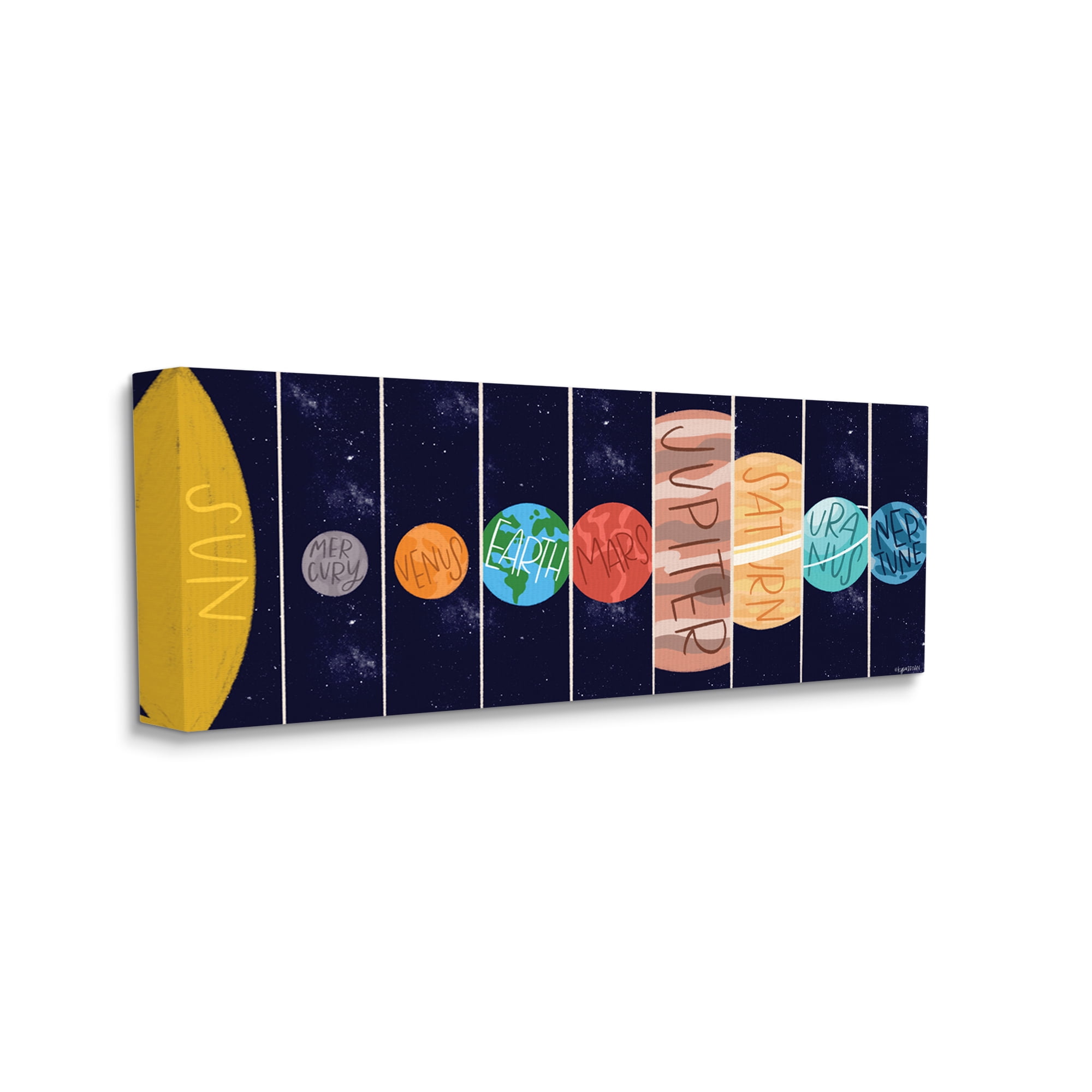 Stupell Industries Playful Milky Way Galaxy Planets Kid's Sun Orbit, 10 x 24, Designed by Kyra Brown