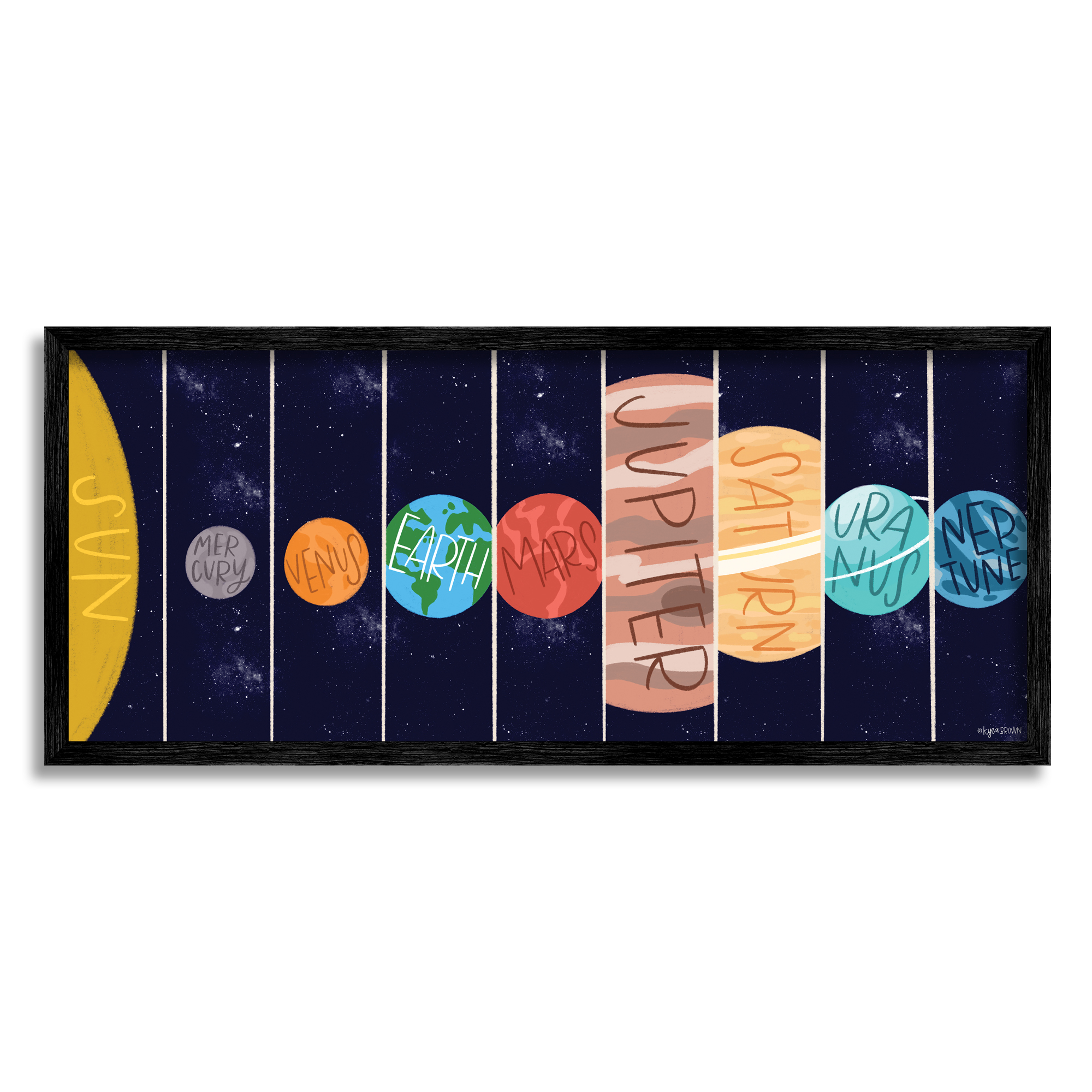 Stupell Industries Playful Milky Way Galaxy Planets Kid's Sun Orbit, 13 x 30, Designed by Kyra Brown