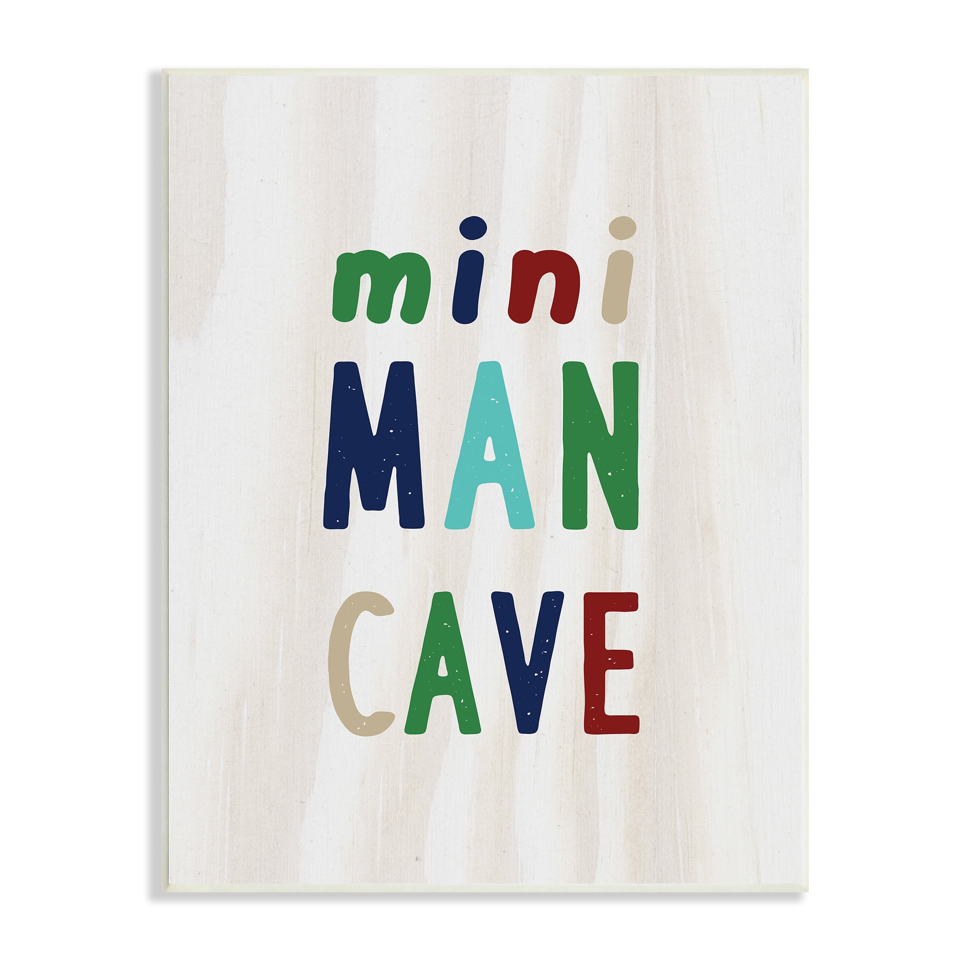 Stupell Industries Playful Mini Man Cave Text Grain Pattern , 10 x 15, Design by Lil' Rue