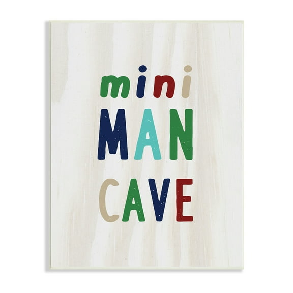Stupell Industries Playful Mini Man Cave Text Grain Pattern , 10 x 15, Design by Lil' Rue