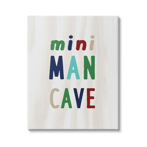 Stupell Industries Playful Mini Man Cave Text Grain Pattern , 24 x 30, Design by Lil' Rue