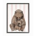 thumbnail image 1 of Stupell Industries Playful Mother Bear and Cub Pink Stripe Nursery Illustration Framed Wall Art Design by Daphne Polselli, 24" x 30", Black Framed, 1 of 5