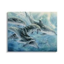 Stupell Industries Playful Passage Dolphins Swimming Coastal Painting Gallery Wrapped Canvas Print Wall Art