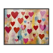 Stupell Industries Playful Patterned Hearts Abstract Painting Black Framed Art Print Wall Art, 14 x 11