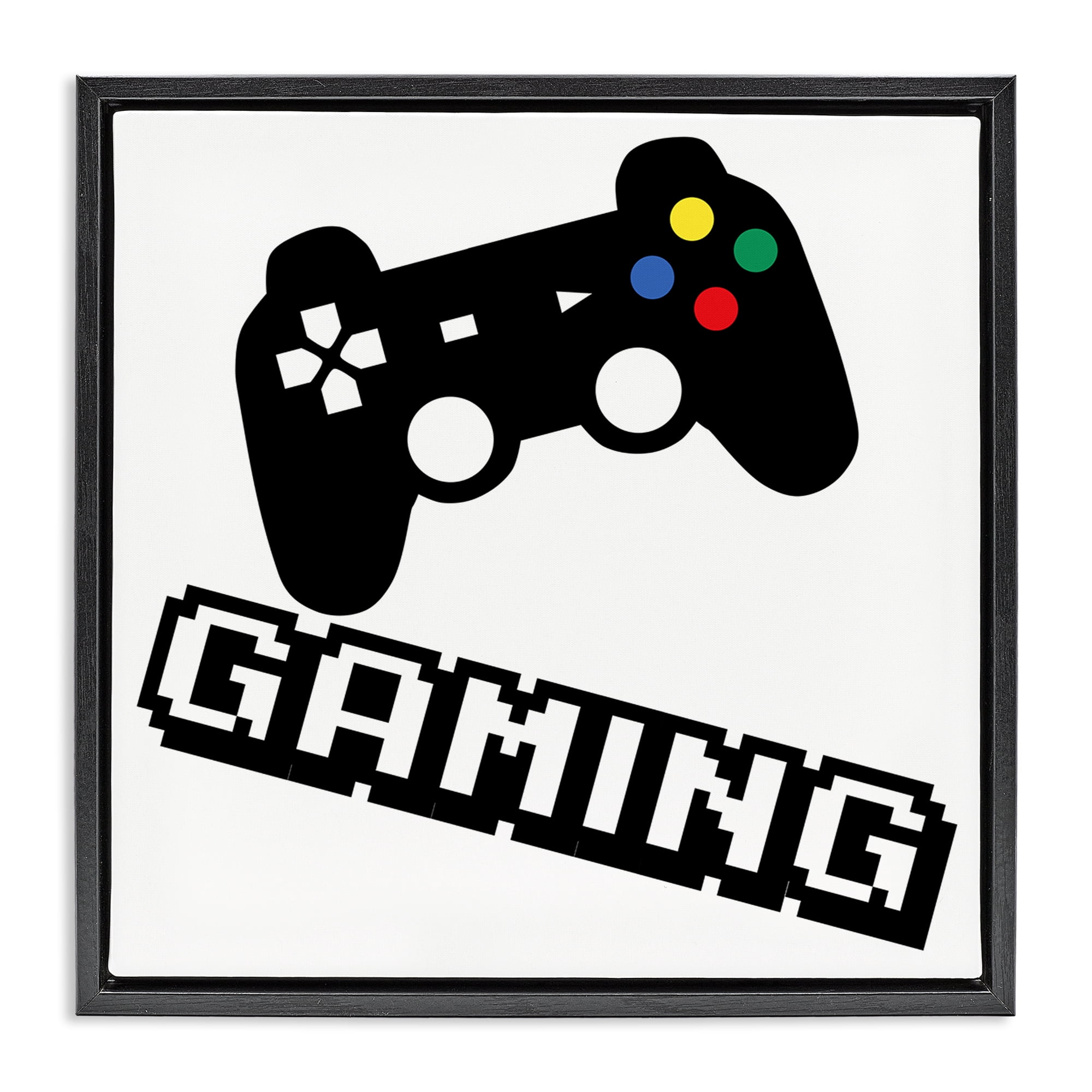 Stupell Industries Playful Pixel Gaming Black Framed Floater Canvas Wall Art, design by Marcus Prime