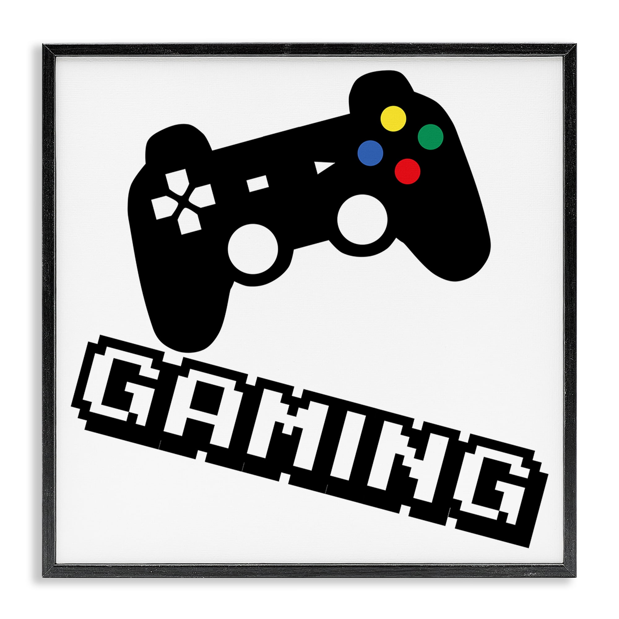 Stupell Industries Playful Pixel Gaming Black Framed Giclee Art, design by Marcus Prime