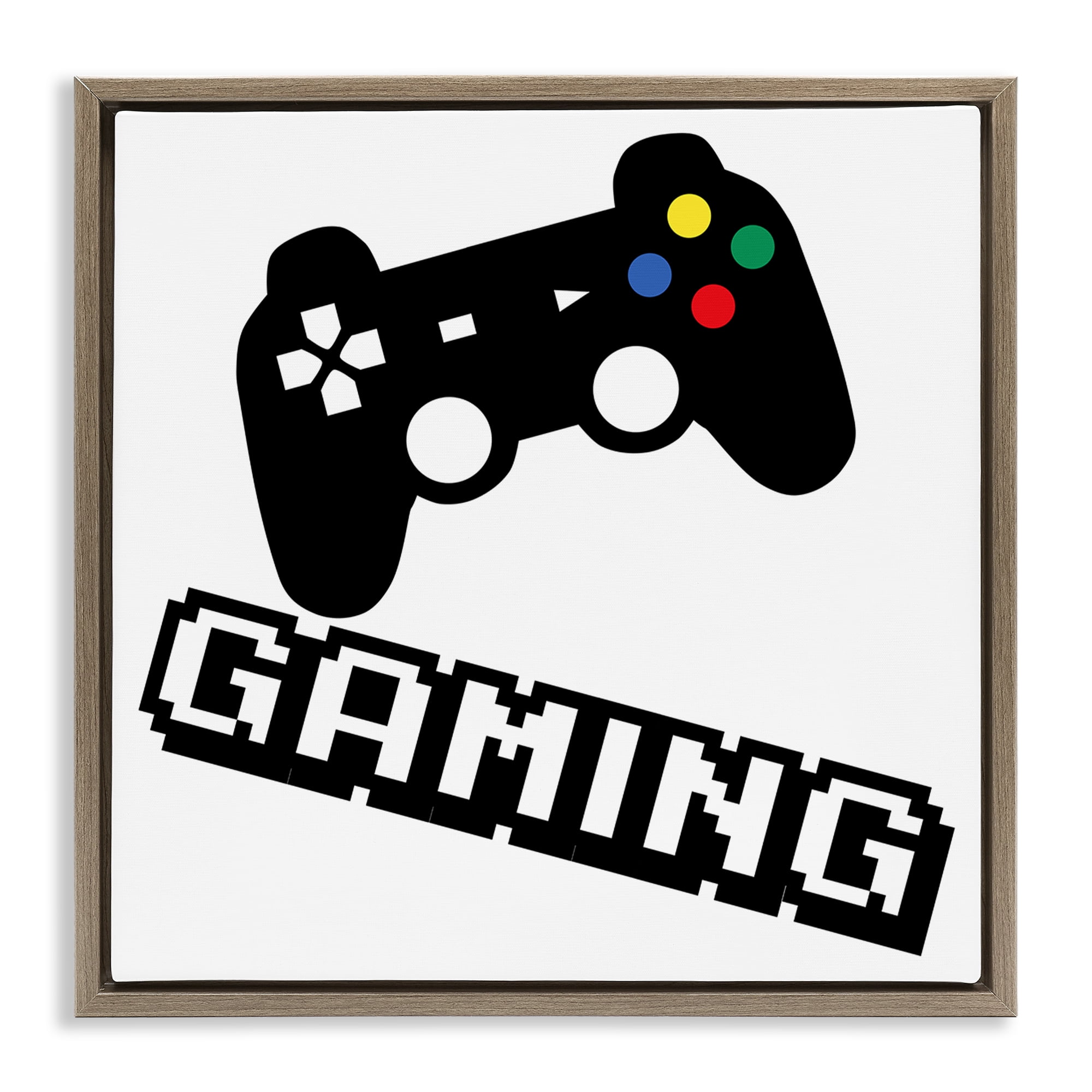 Stupell Industries Playful Pixel Gaming Brown Framed Floater Canvas Wall Art, design by Marcus Prime
