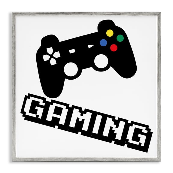 Stupell Industries Playful Pixel Gaming Gray Framed Giclee Art, design by Marcus Prime