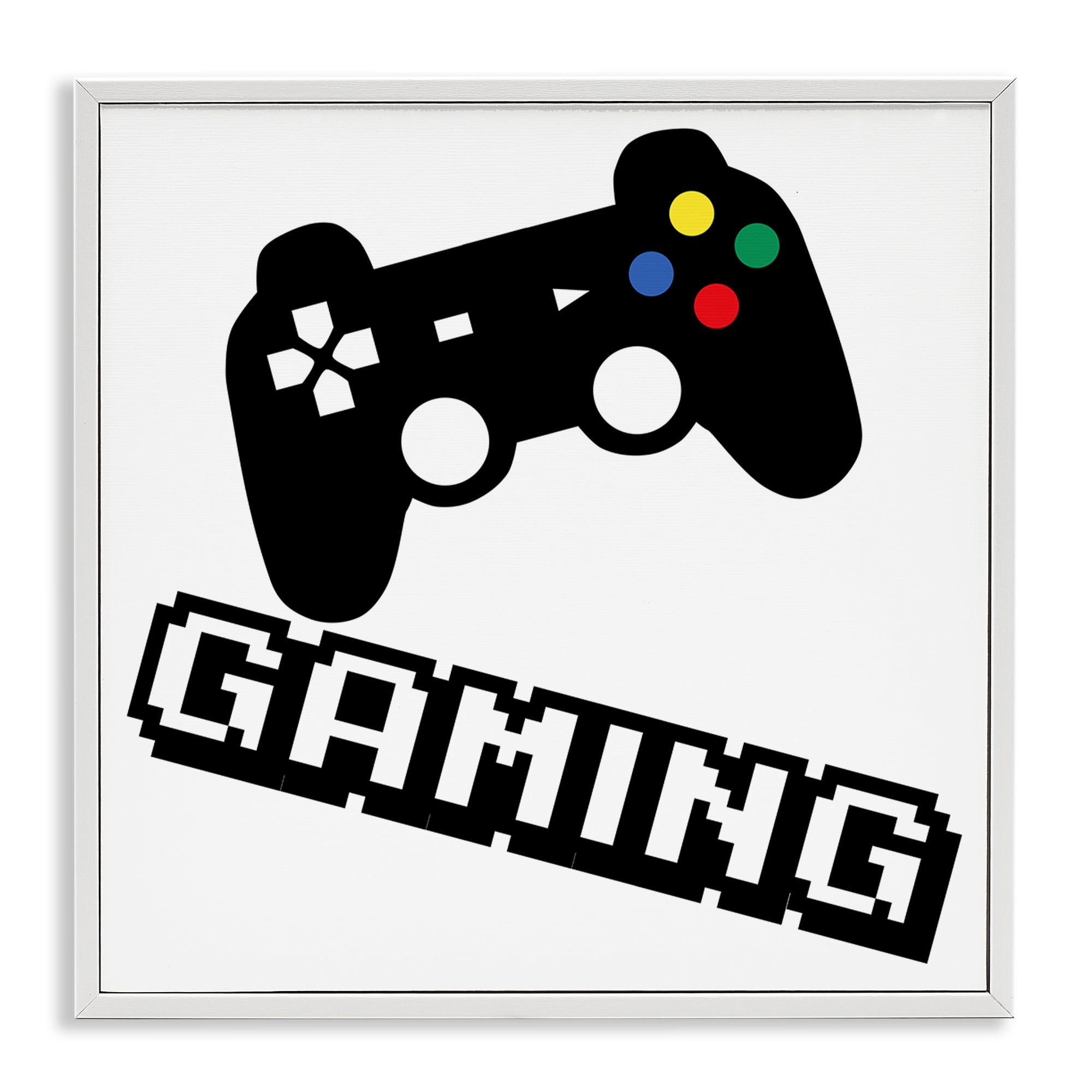 Stupell Industries Playful Pixel Gaming White Framed Giclee Art, design by Marcus Prime