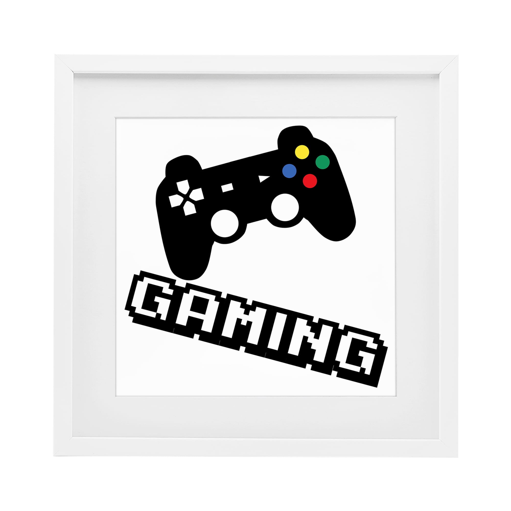 Stupell Industries Playful Pixel Gaming White Framed Print Under Glass, design by Marcus Prime