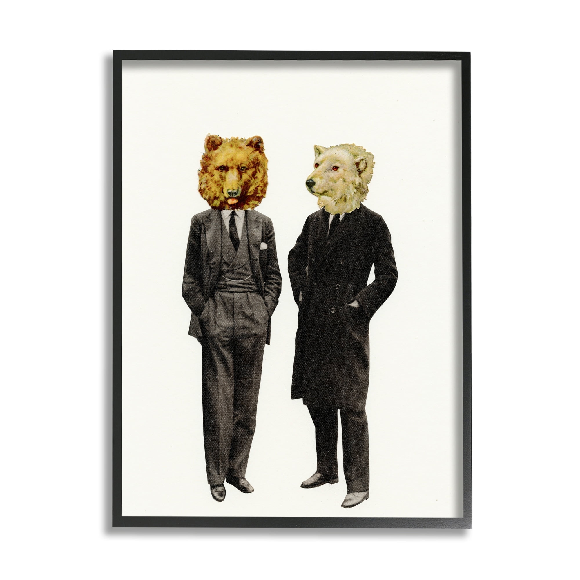 Stupell Industries Playful Polar Grizzly Bear Suit Jacket Fashion Framed Wall Art, 11 x 14, Design by Cassia Beck