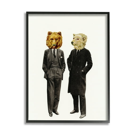 Stupell Industries Playful Polar Grizzly Bear Suit Jacket Fashion Framed Wall Art, 11 x 14, Design by Cassia Beck