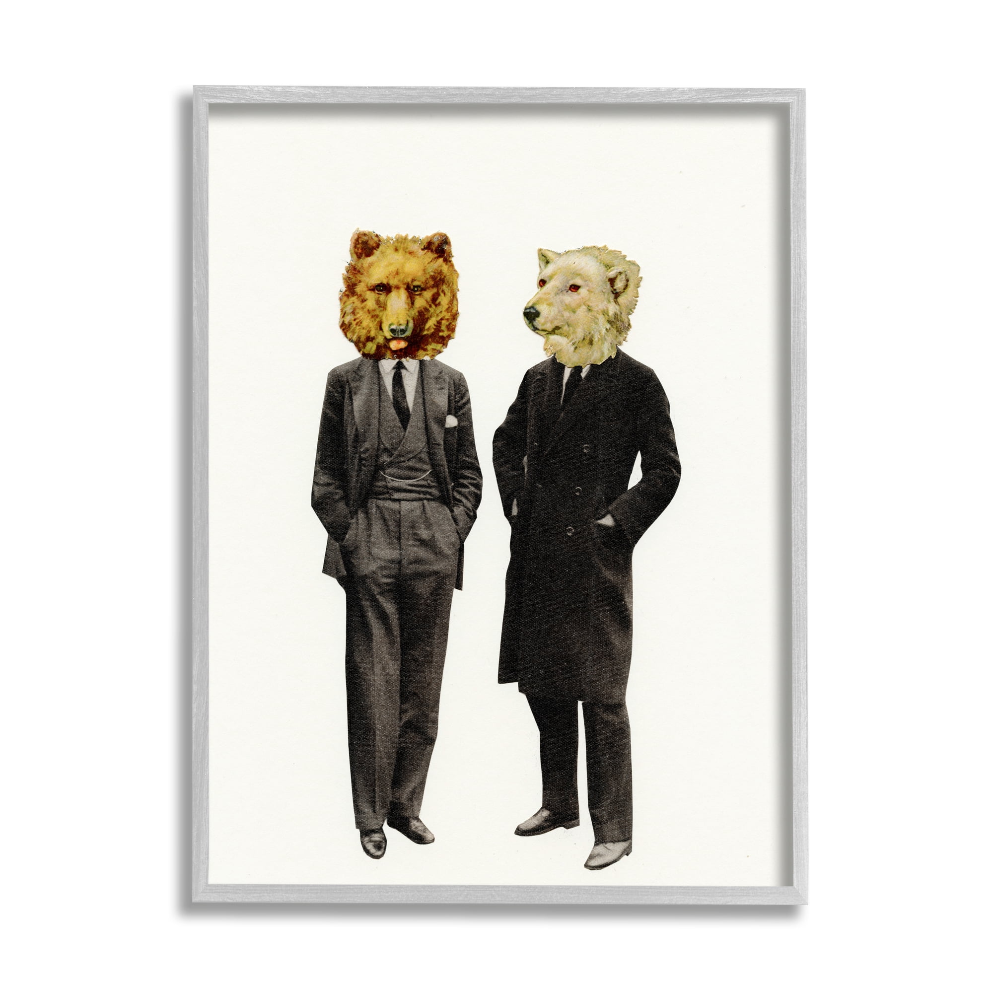 Stupell Industries Playful Polar Grizzly Bear Suit Jacket Fashion Framed Wall Art, 16 x 20, Design by Cassia Beck