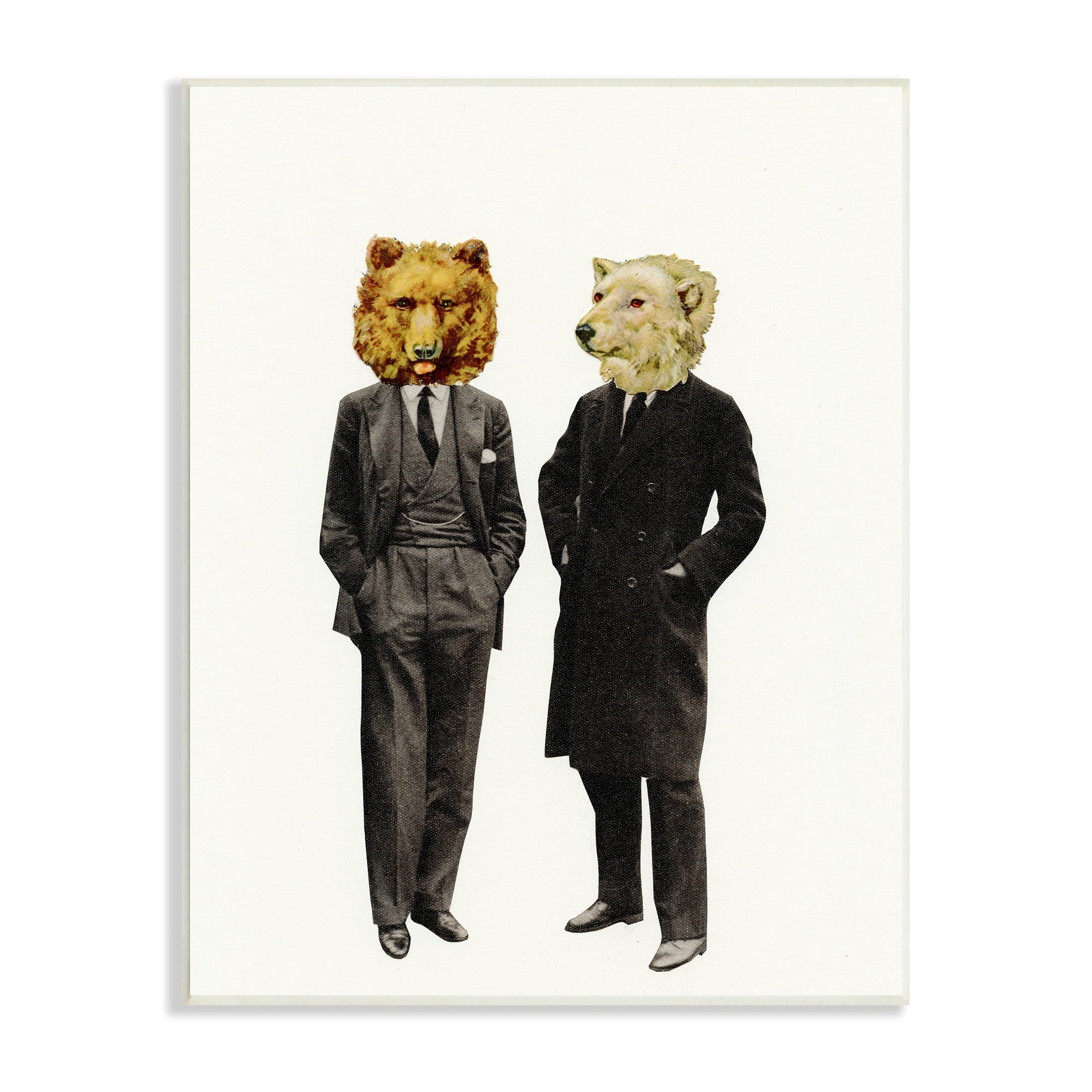 Stupell Industries Playful Polar Grizzly Bear Suit Jacket Fashion Wood Wall Art, 13 x 19, Design by Cassia Beck