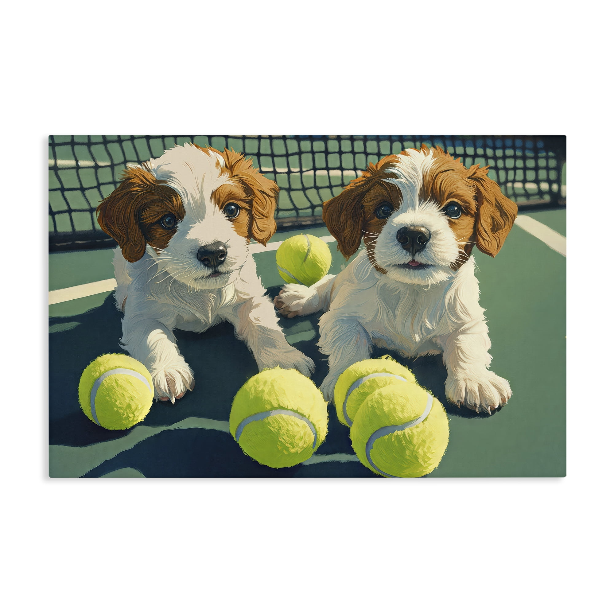 Stupell Industries Playful Puppies with Tennis Balls Canvas Wall Art, design by Imagine It Images