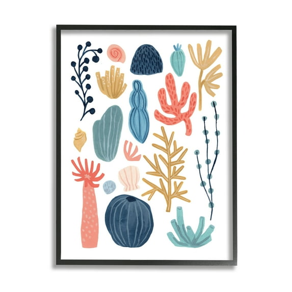 Stupell Industries Playful Sea Life Coral Red Yellow Blue Plants,11 x 14,Designed by June Erica Vess