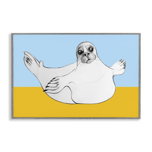 Stupell Industries Playful Seal Sketch Gray Framed Giclee Art design by Violeta Vollmer, 20 x 30