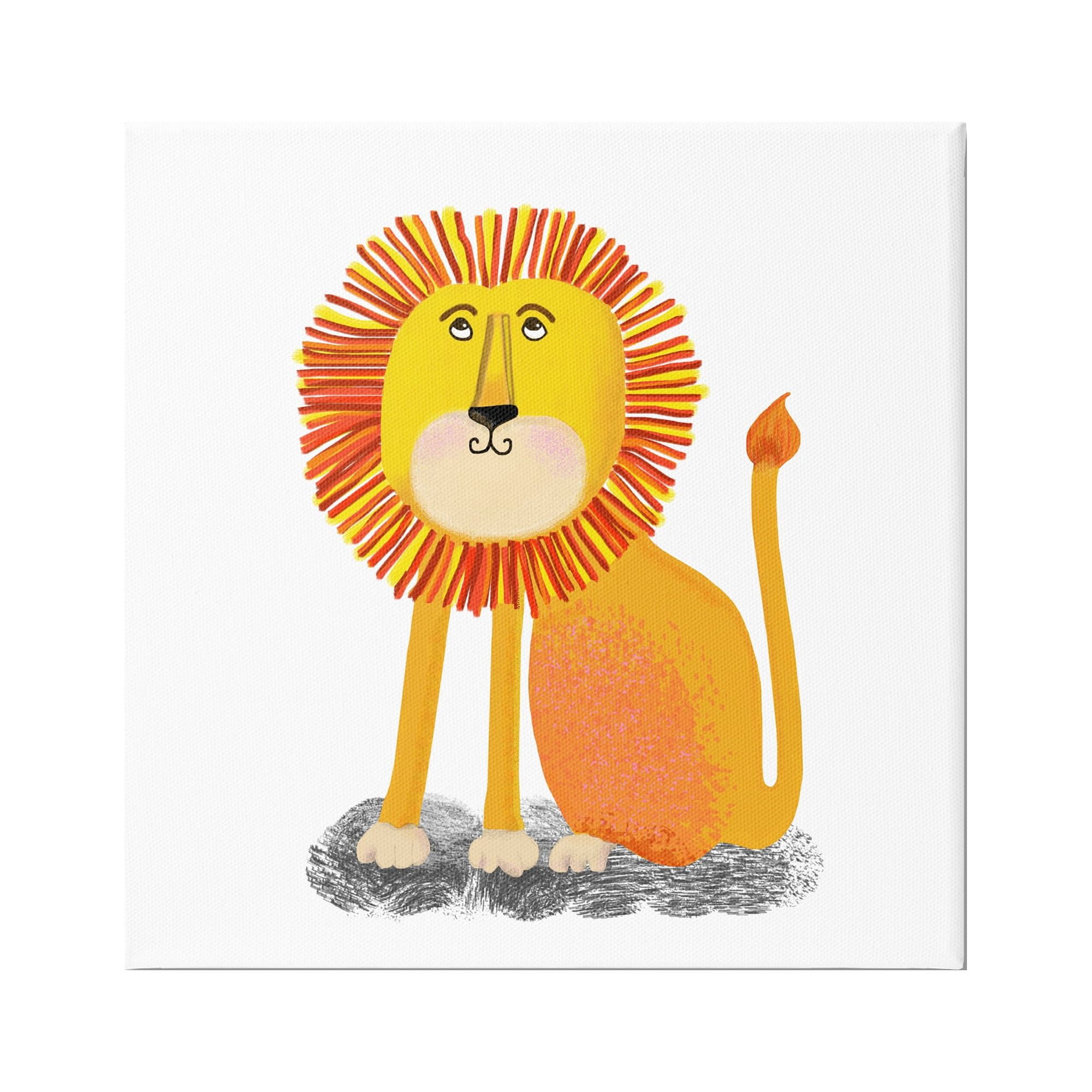 Stupell Industries Playful Smiling Lion Sitting Quirky Orange Mane , 17 x 17, Design by Lynnda Rakos