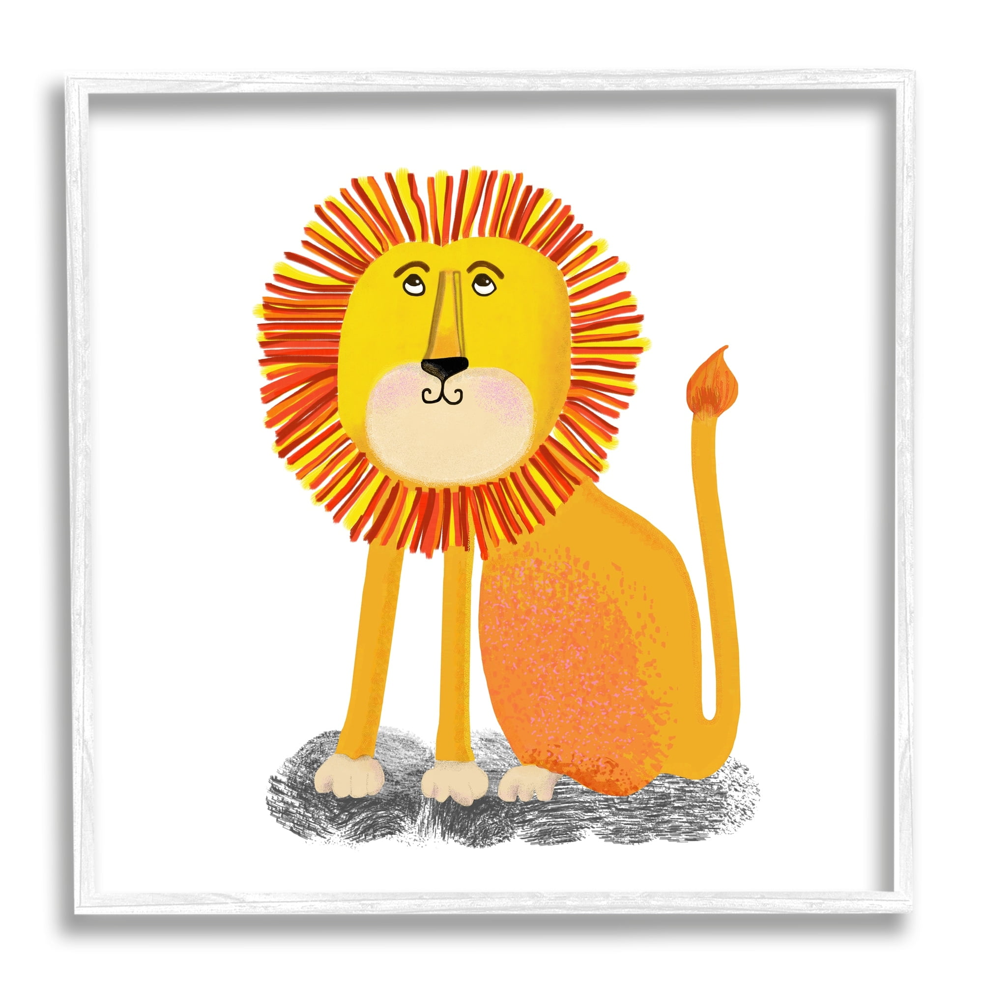 Stupell Industries Playful Smiling Lion Sitting Quirky Orange Mane , 17 x 17, Design by Lynnda Rakos