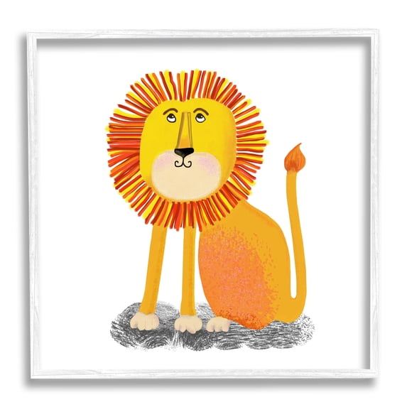 Stupell Industries Playful Smiling Lion Sitting Quirky Orange Mane , 17 x 17, Design by Lynnda Rakos