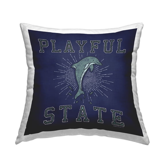 Stupell Industries Playful State Dolphin Decorative Printed Throw Pillow Design by Spirit Animals/Life Is High.