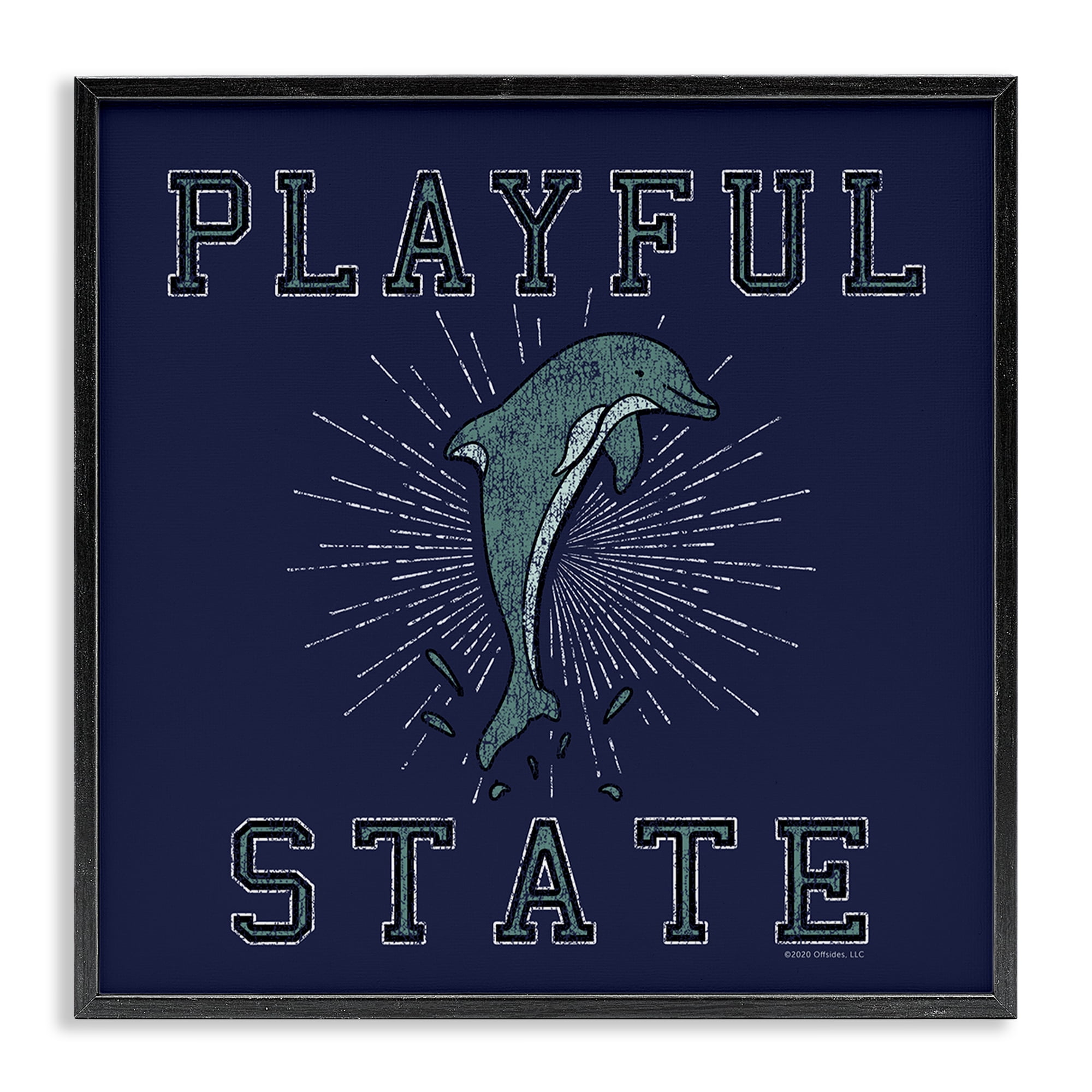 Stupell Industries Playful State Dolphin Novelty & Humor Painting Black Framed Art Print Wall Art, 17 x 17