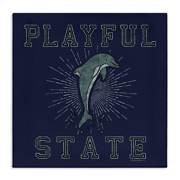 Stupell Industries Playful State Dolphin Novelty & Humor Painting Wrapped Canvas Art Print Wall Art, 17 x 17