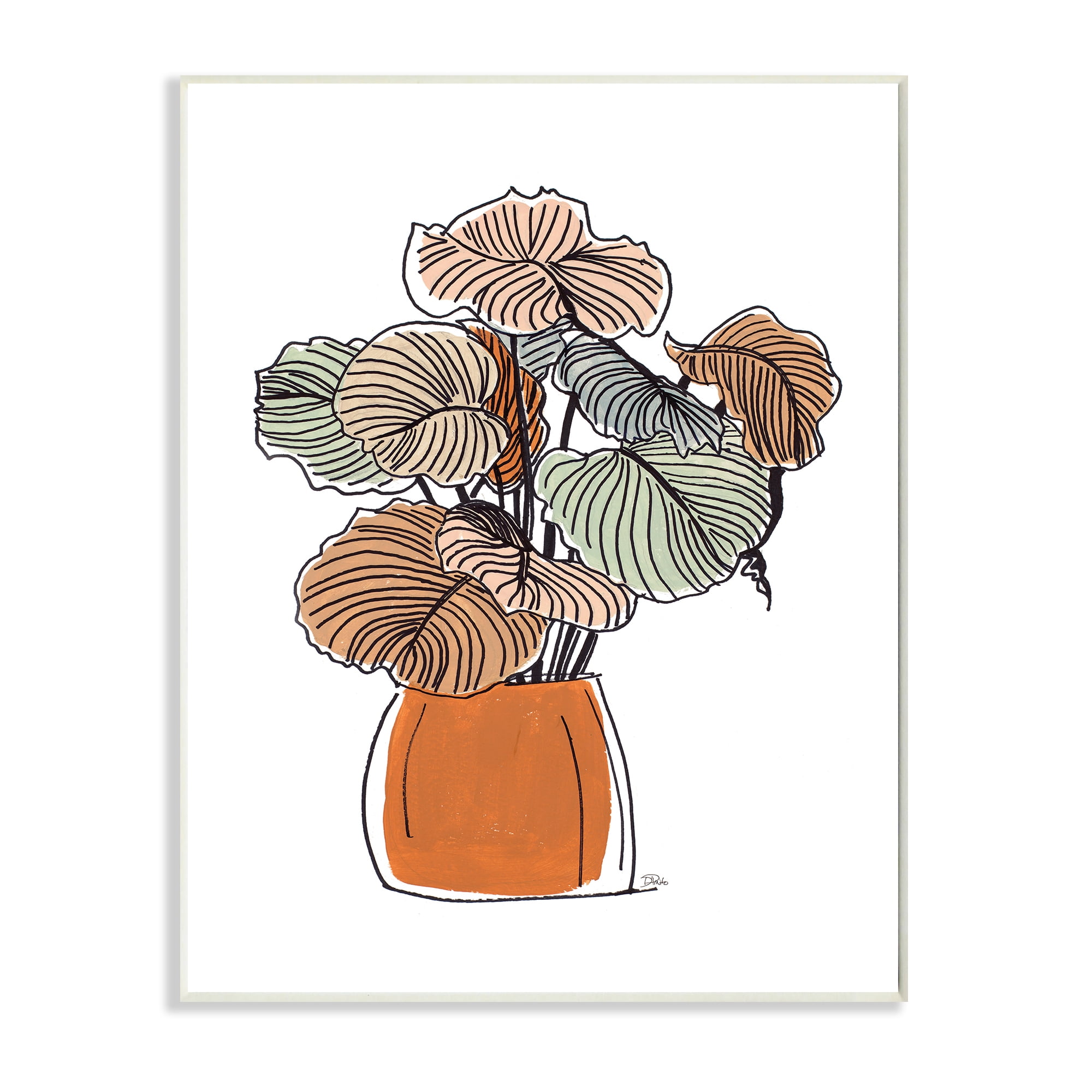 Stupell Industries Playful Tropical Palms Philodendron House Plant Botanical & Floral Painting Unframed Art Print Wall Art, 13 x 19