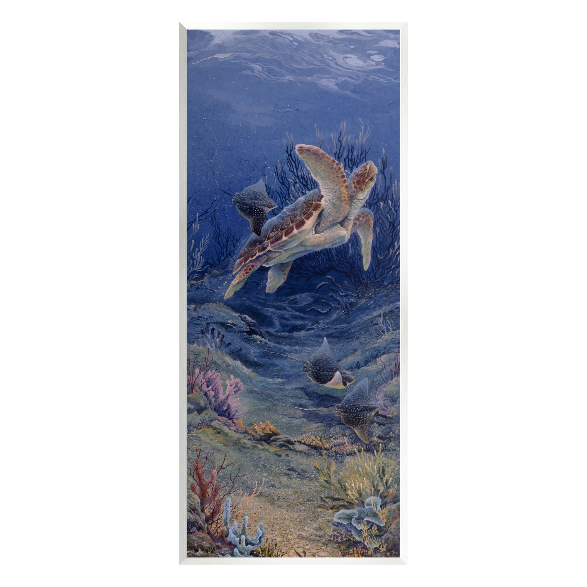 Stupell Industries Playful Underwater Turtles Coastal Painting Unframed Art Print Wall Art
