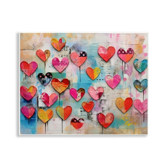 Stupell Industries Playful Urban Hearts Pattern Abstract Painting Unframed Art Print Wall Art, 14 x 11