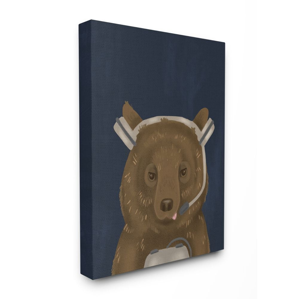 Stupell Industries Playful Video Game Bear Headset Children's Entertainment Canvas Wall Art Design by Daphne Polselli, 24" x 30"