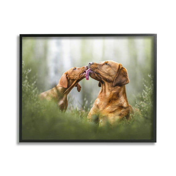 Stupell Industries Playing Puppies in Grass Animals & Insects Painting Black Framed Art Print Wall Art, 20 x 16