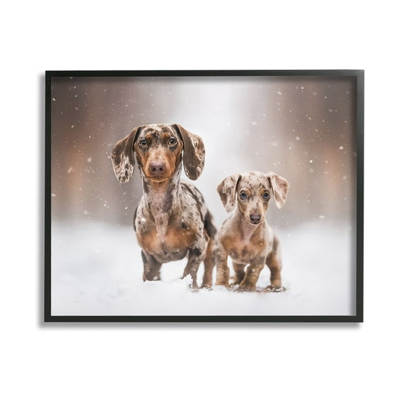 Stupell Industries Playing Puppies in Snow Animals & Insects Painting Black Framed Art Print Wall Art, 14 x 11