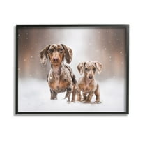 Stupell Industries Playing Puppies in Snow Animals & Insects Painting Black Framed Art Print Wall Art, 14 x 11