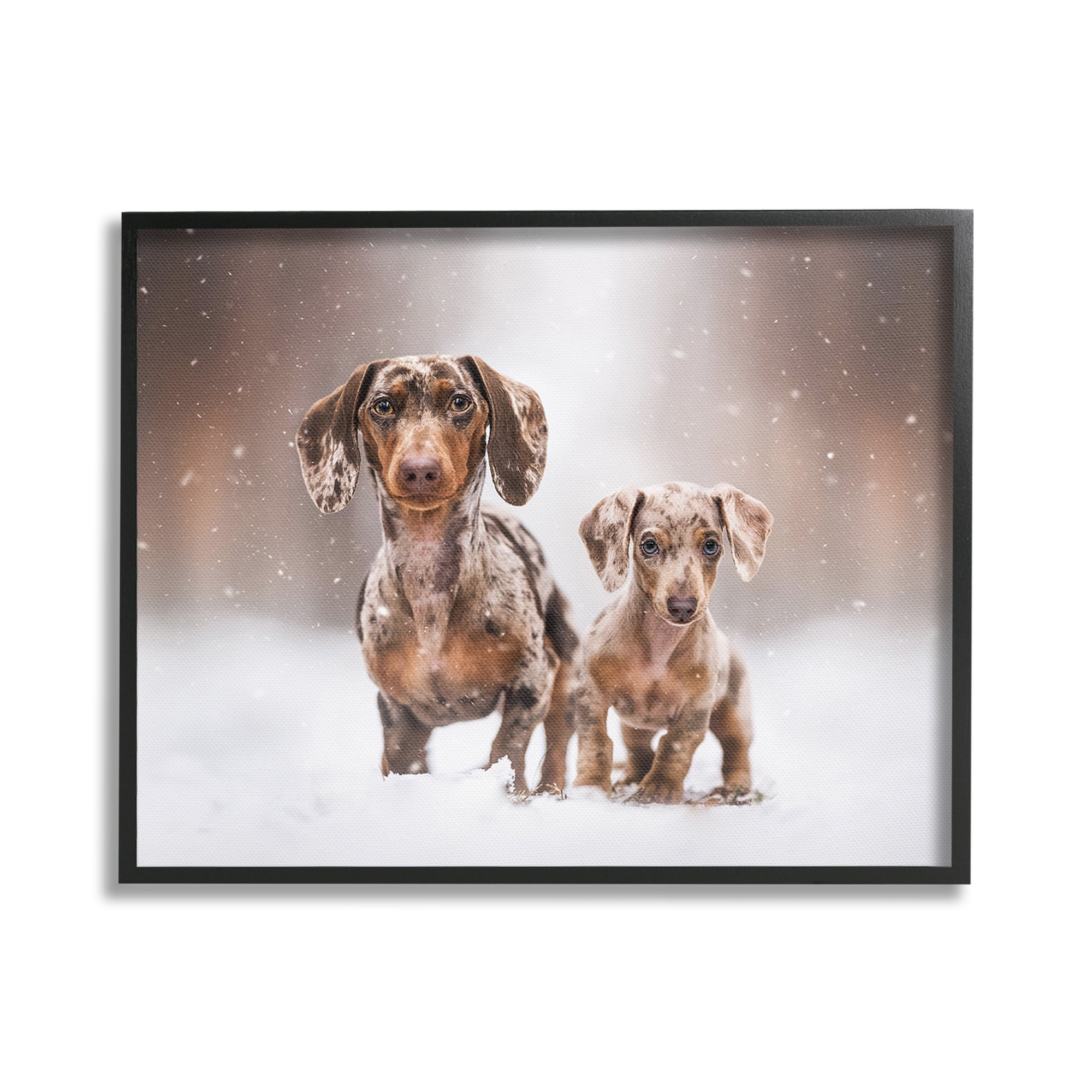 Stupell Industries Playing Puppies in Snow Animals & Insects Painting Black Framed Art Print Wall Art, 30 x 24