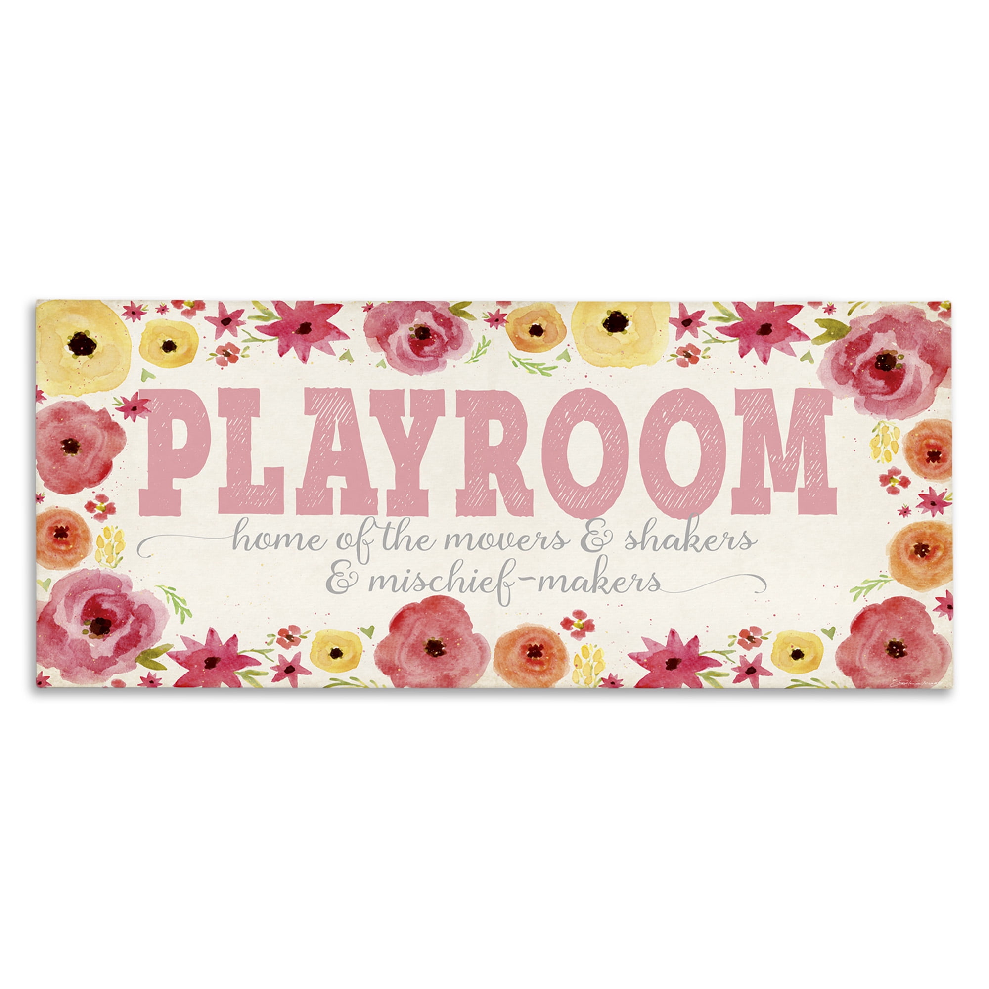 Stupell Industries Playroom Of Mischief Makers Pink Art for Kids Painting Gallery Wrapped Canvas Art Print Wall Art, 40 x 17