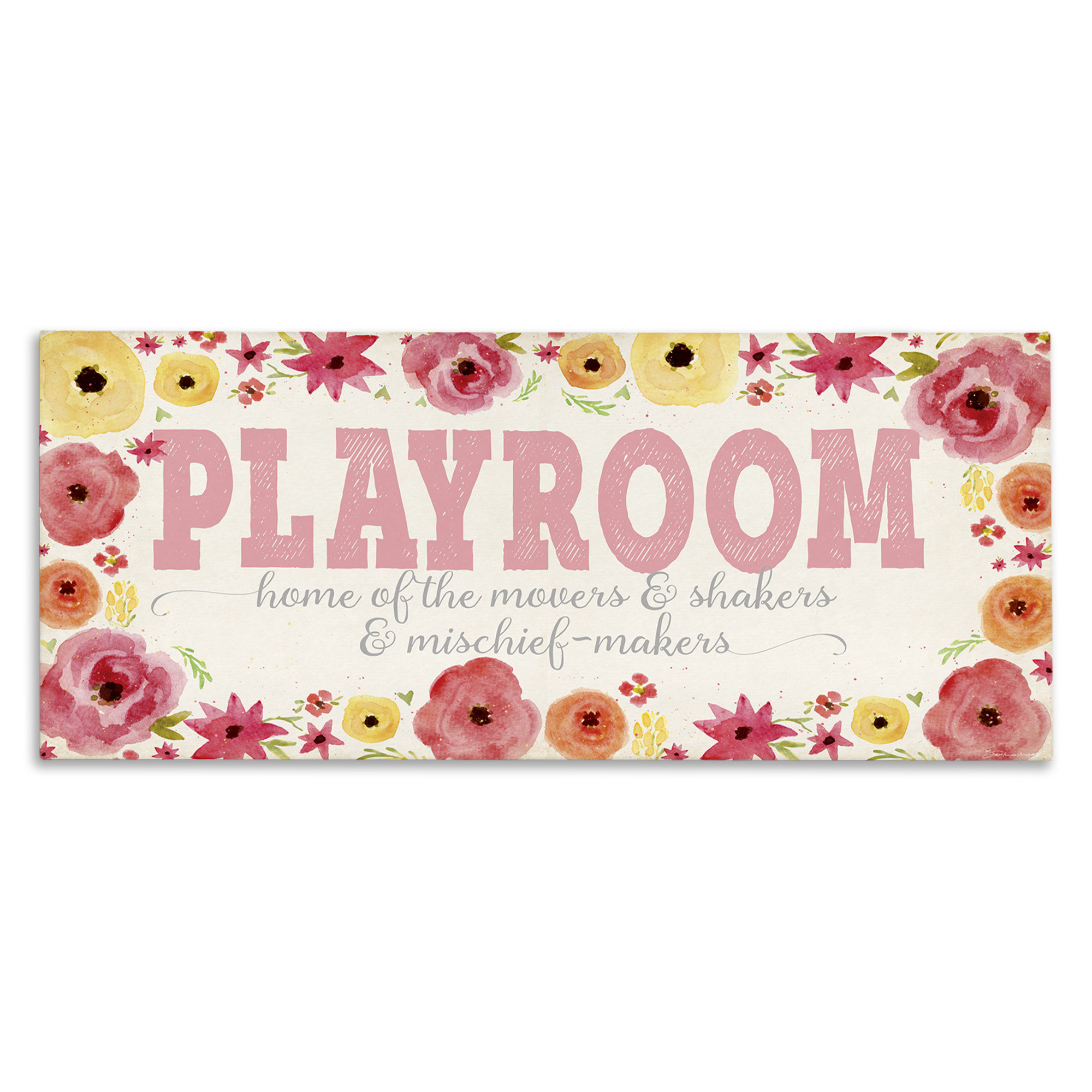 Stupell Industries Playroom Of Mischief Makers Pink Art for Kids Painting Gallery Wrapped Canvas Art Print Wall Art, 48 x 20