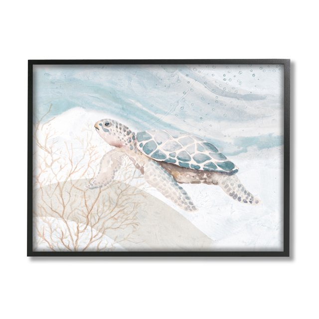 Stupell Industries Pleasant Sea Turtle Drifting Ocean Bubble Waves