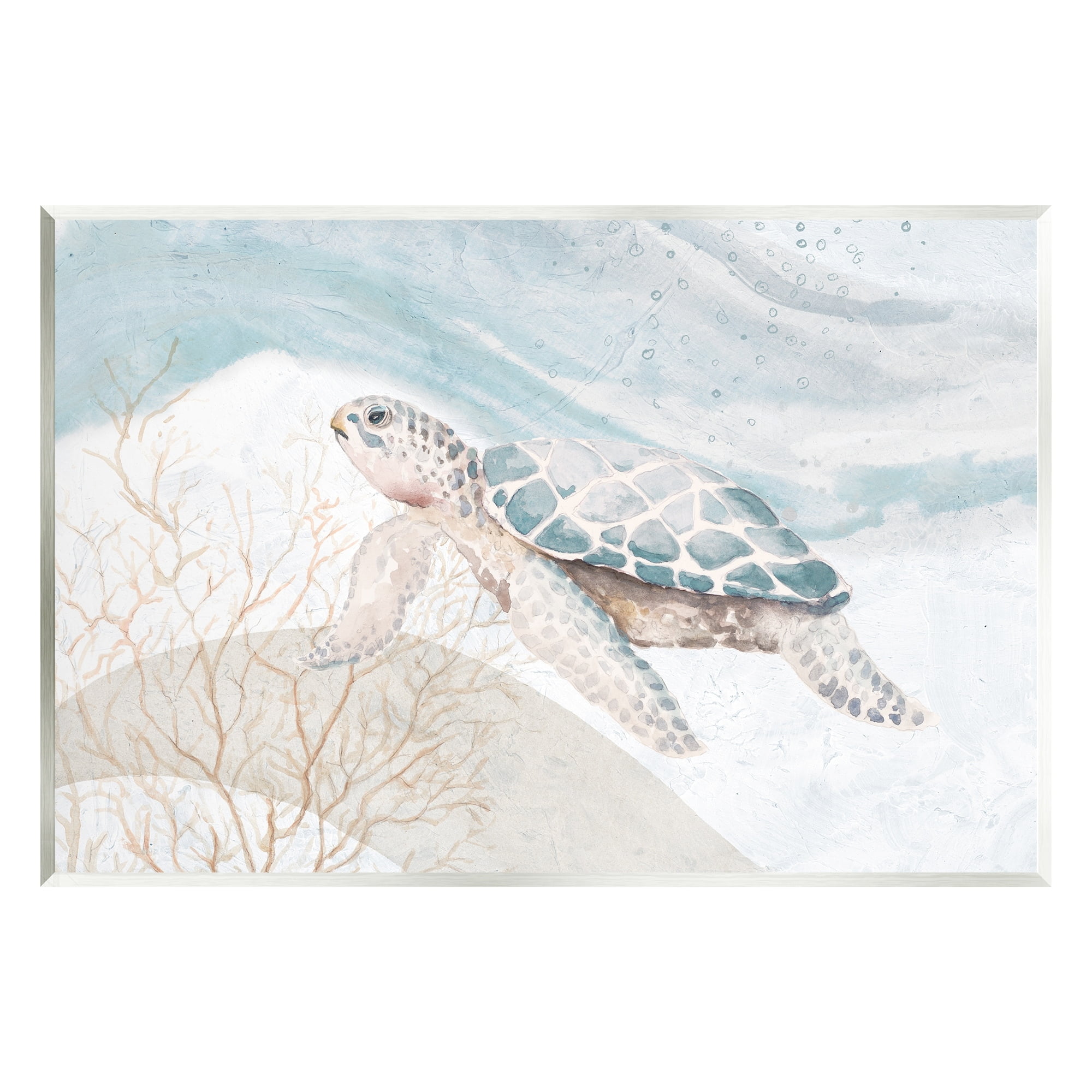 Pleasant Sea Turtle Drifting Ocean Waves MDF Wall Art