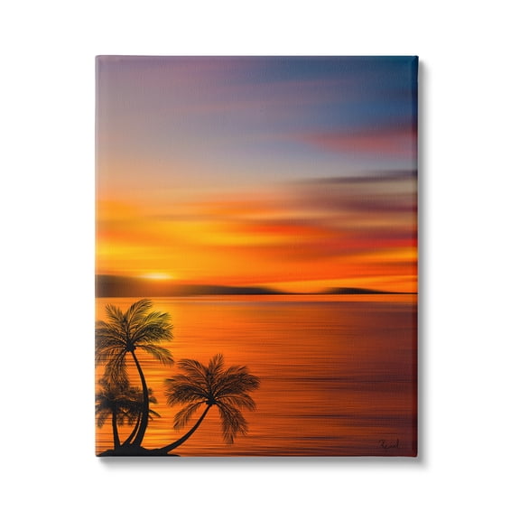 Stupell Industries Pleasant View Sunset Landscape Painting Gallery Wrapped Canvas Art Print Wall Art, 36 x 48